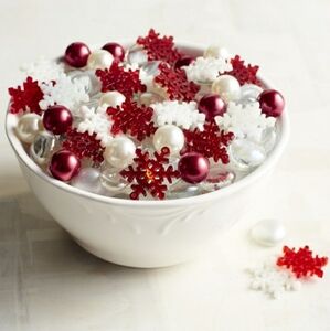 New! Pier 1 Imports Christmas Decorative Gem Mix, Red & White, Snowflakes Pearls